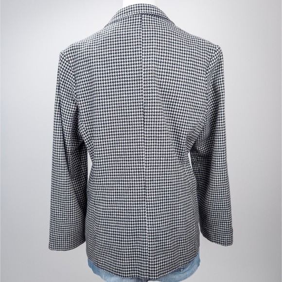 Vintage Houndstooth Blazer - Black White Checkered - Retro Power‎ Suit Jacket - Picture 4 of 8